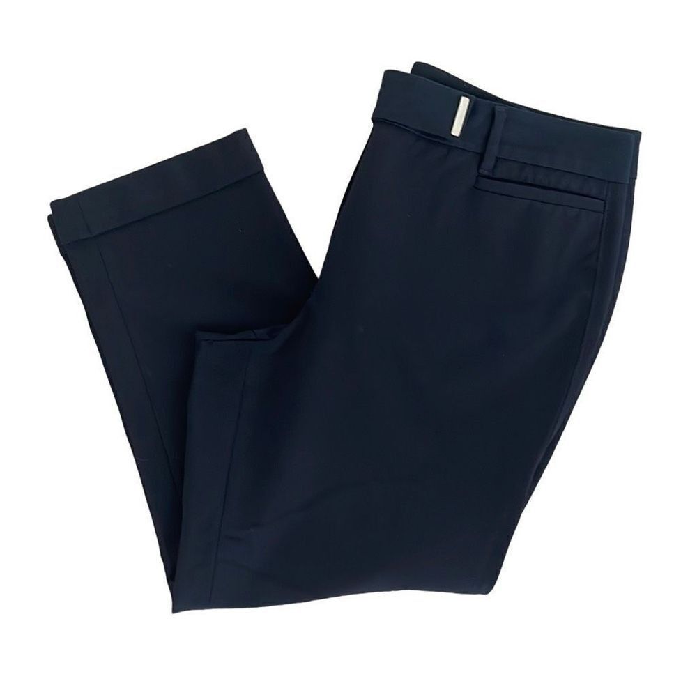 White House Black Market Womens The Slim‎ Crop Pants Stretch Cuffed Black Size 8